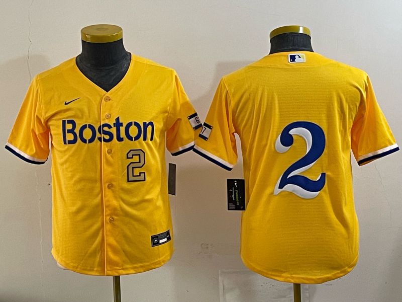 Youth 2025 Boston Red Sox 2 No Name Yellow Nike MLB Jersey 05